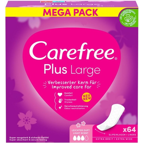 3x Carefree Plus Large 64 stuks