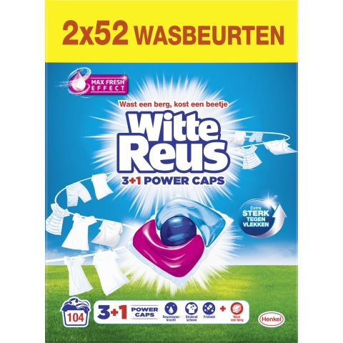 Witte Reus Wasmiddelcapsules 3+1 Power Caps Wit 104 beurten