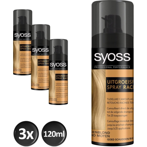 3x Syoss Uitgroeispray Middenblond