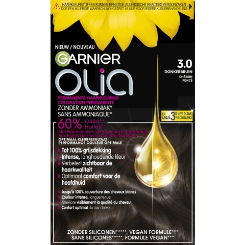1+1 gratis: Garnier Olia Permanente Crèmekleuring 3.0 Donkerbruin