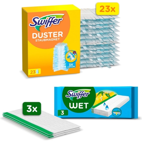 Swiffer Duster 23 Navullingen + 3 Vochtige Vloerdoekjes