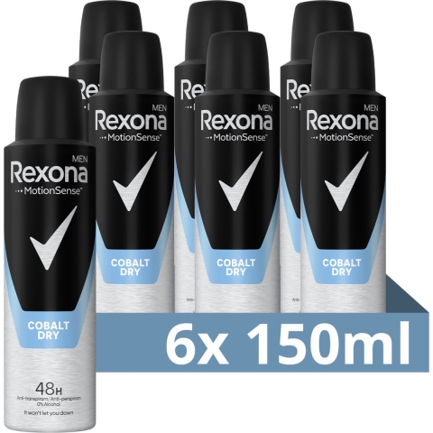 6x Rexona Men Deodorant Spray Cobalt Dry 150 ml