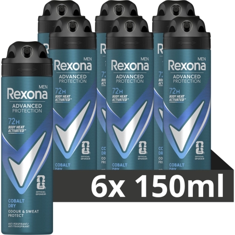 6x Rexona Men Deodorant Spray Advanced Protection Cobalt Dry 150 ml