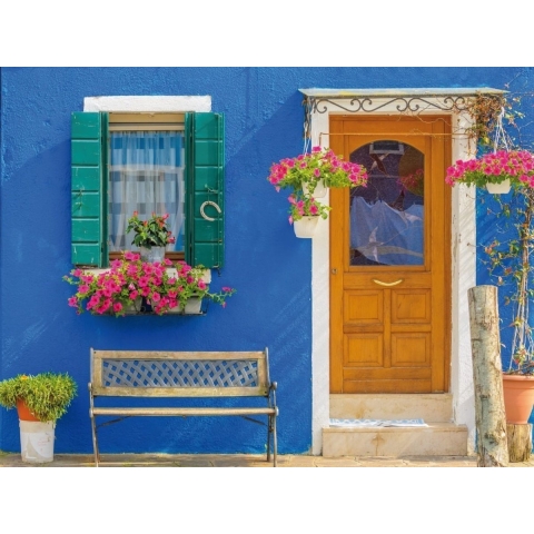 Buiten canvas 58x78 cm Italiaans blauw huis - Annas collection