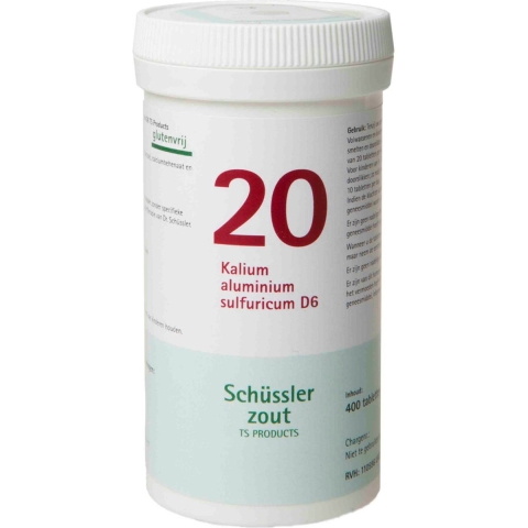 Pfluger Schussler Zout nr 20 Kalium Aluminium Sulfuricum D6 400 tabletten