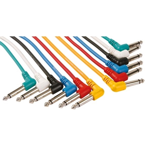 Set patchkabels jack 6.35 mm mannelijk 90 graden naar jack 6.35 mm mannelijk 90 graden mono 1 m 6 st. - Velleman