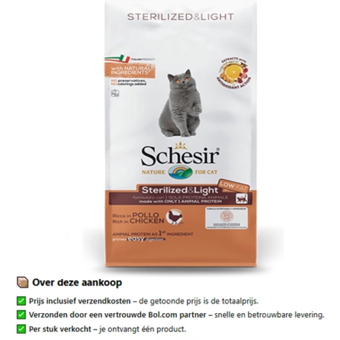 Schesir Kattenvoer Dry Sterilized en Overweight 1,5 kg