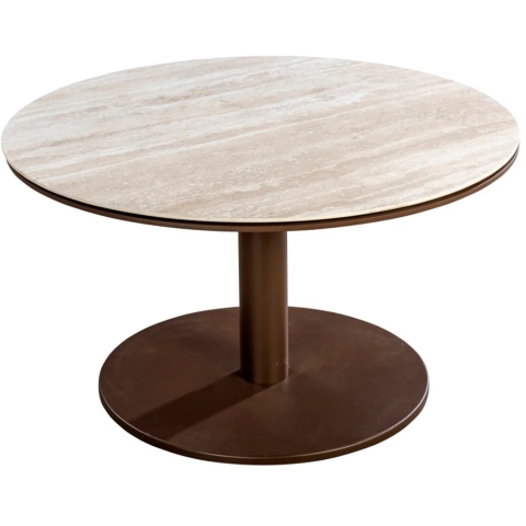 Millor side table dia. 80x40 cm aluminium bronze/travertin - Yoi