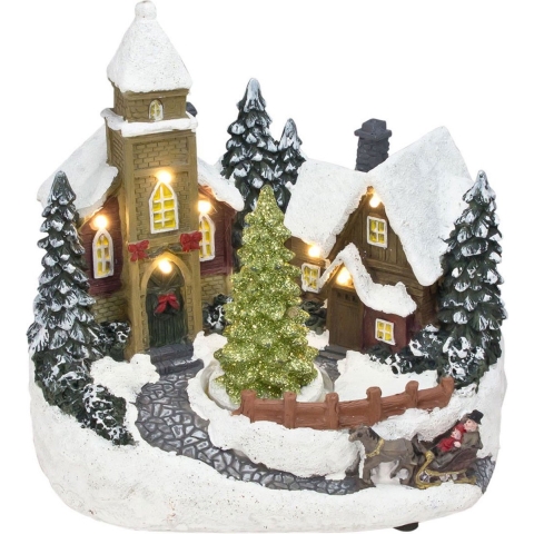 Kerstscene met bewegende kerstboom LED 19 cm excl. batterijen - Hit