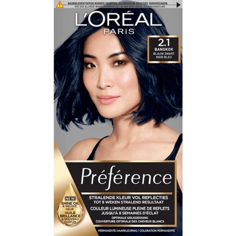 1+1 gratis: L'Oréal Préférence Permanente Haarkleuring 2.1 Blauw Zwart