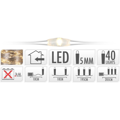 10 stuks! Zilverdraad 40led ww bo - Nampook