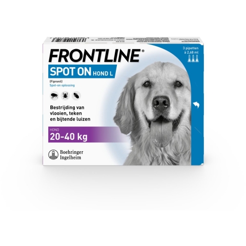 Frontline Spot On Anti Vlooien en Teken Druppels Hond L 20 - 40 kg 3 pipetten