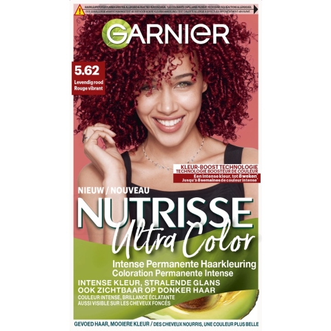 1+1 gratis: Garnier Nutrisse Ultra Color Permanente Haarkleuring 5.62 Levendig Rood