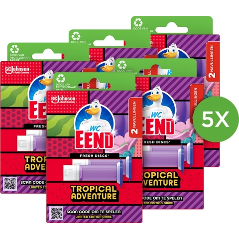 5x WC Eend Fresh Discs Duo Navulling Tropical Adventure 72 ml