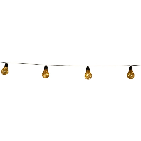 Solar 10 partylights 4.5m/1.5m aanloopsnoer zwart / solarpaneel met steker en clip - Annas collection