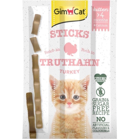 24x GimCat Sticks Kitten Kalkoen 3 stuks