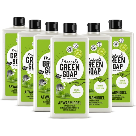 6x Marcel's Green Soap Afwasmiddel Basilicum&Vetiver Gras 500 ml
