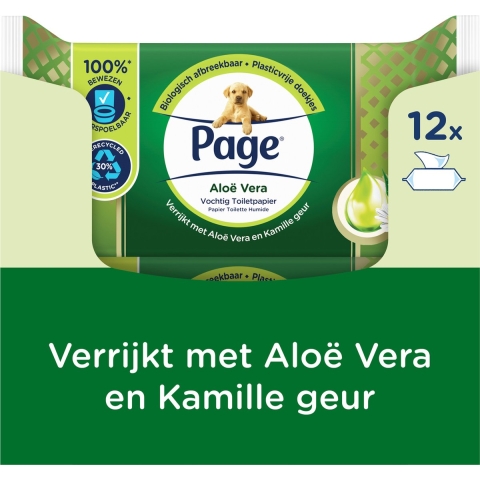12x Page Vochtig Toiletpapier Aloe Vera 38 stuks