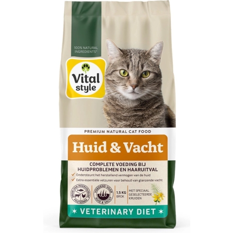 Vitalstyle Huid&Vacht Kattenvoer 1,5 kg