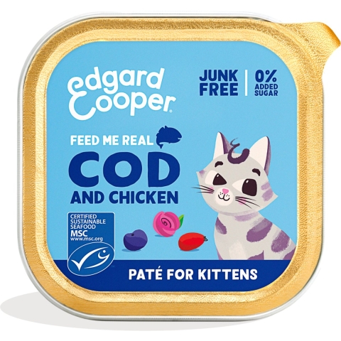 16x Edgard&Cooper Kattenvoer Kitten Pate Kabeljauw - Kip 85 gr