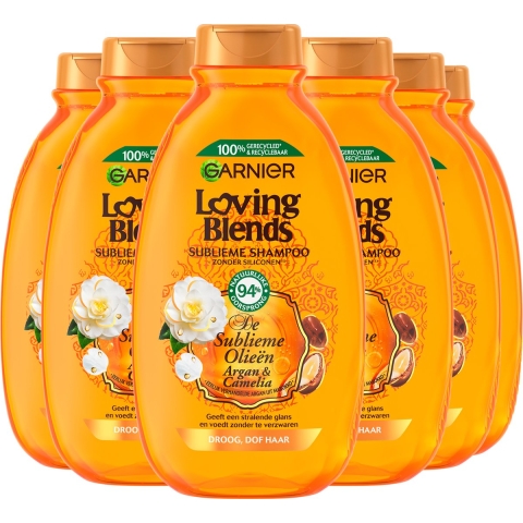 6x Garnier Loving Blends Argan- en Cameliaolie Shampoo 300 ml