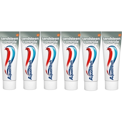 6x Aquafresh Tandpasta Tandsteen Controle Frisse Adem 75 ml