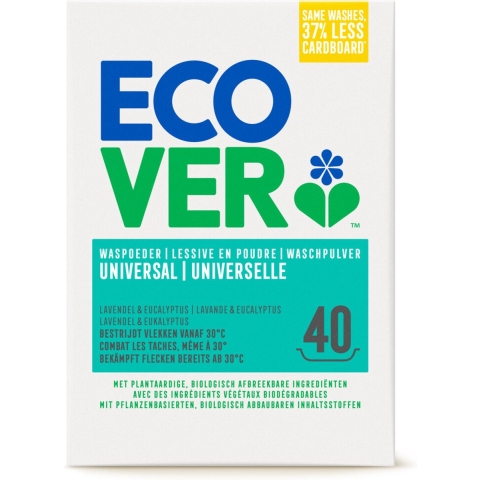 1+1 gratis: Ecover Waspoeder Universal 40 Wasbeurten 3 kg