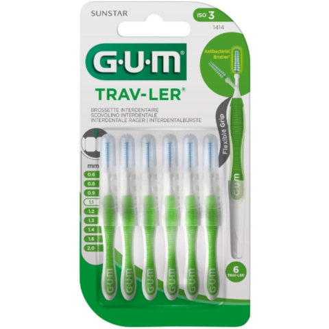 3x GUM Trav-Ler Ragers Groen 1.1mm 6 stuks