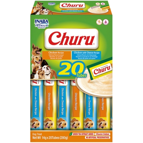 Inaba Churu Puree Hondensnack Multipack Chicken&Cheese 20 x 14 gr