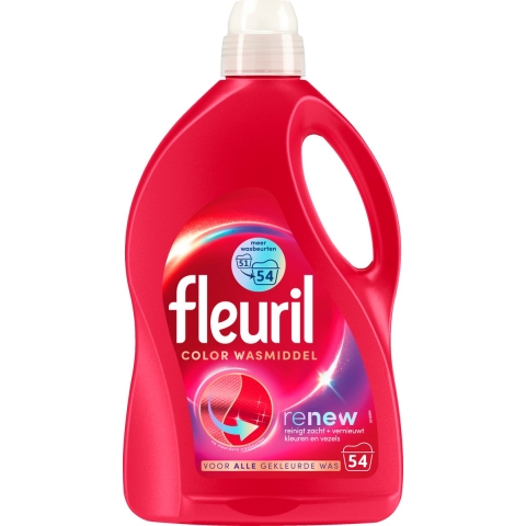 2+3 gratis: Fleuril Color Wasmiddel 54 wasbeurten 2,430 liter