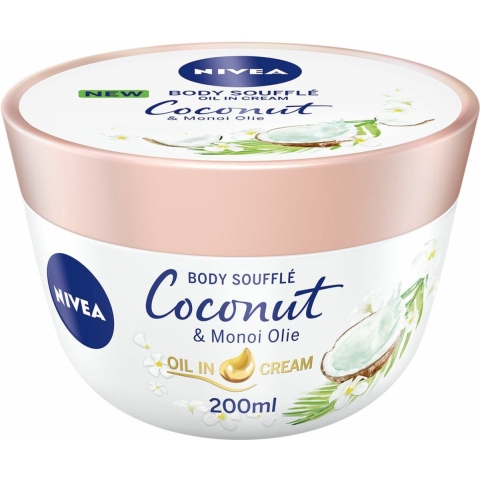 3x Nivea Body Souffle Coconut en Monoi Olie 200 ml