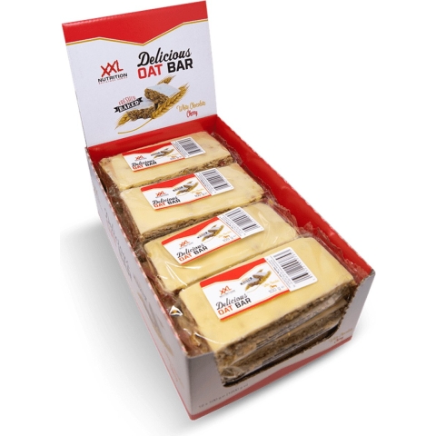 12x XXL Nutrition Delicious Oat Bar Witte Chocolade Kers 100 gr