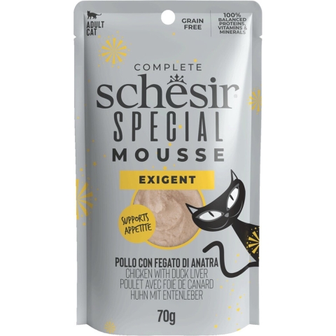 12x Schesir Special Cat Mousse Exigent Kip&Eendenlever 70 gr