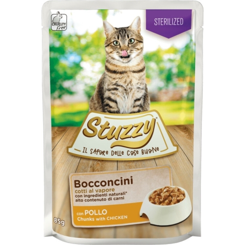 24x Stuzzy Kattenvoer Pouch Gesteriliseerd Kip 85 gr