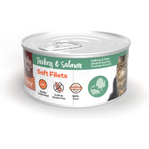 12x HobbyFirst Feline Blik Zachte Filets Kalkoen&Zalm 70 gr