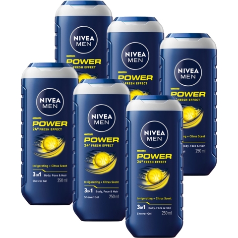6x Nivea Men Douchegel Power Refresh 250 ml