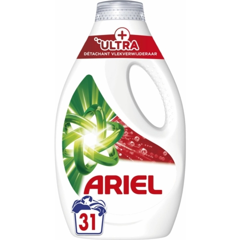 Ariel Vloeibaar Wasmiddel +Ultra Vlekverwijderaar 31 Wasbeurten 1395 ml
