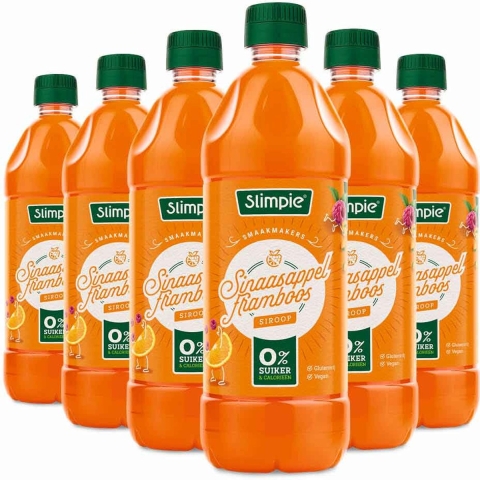 6x Slimpie Siroop Sinaasappel Framboos 650 ml