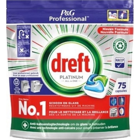 Dreft Platinum All In One Vaatwastabletten Regular 75 stuks