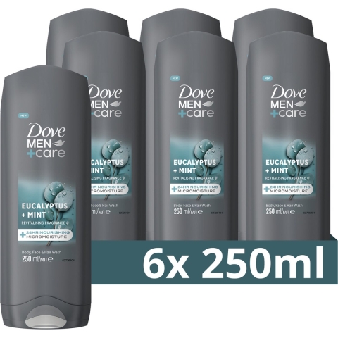 6x Dove Douchegel Men+ Care Eucalyptus + Mint 250 ml