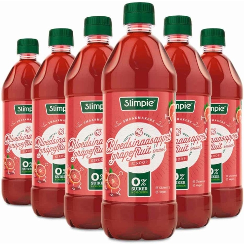 6x Slimpie Siroop Bloedsinaasappel Grapefruit 650 ml