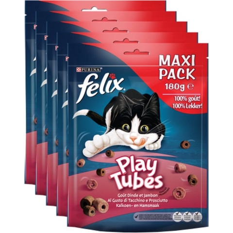 5x Felix Play Tubes Kalkoen - Ham 180 gr