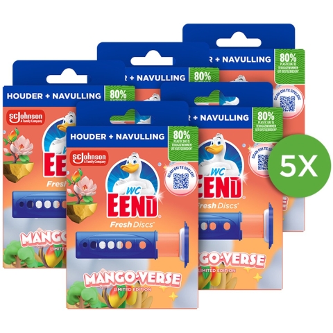 5x WC Eend Fresh Discs Houder Mango Verse 36 ml