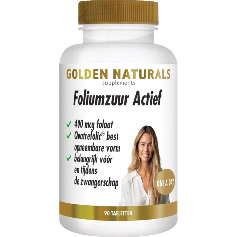 Gratis Verzending: Golden Naturals Foliumzuur Actief Vegan 90 tabletten