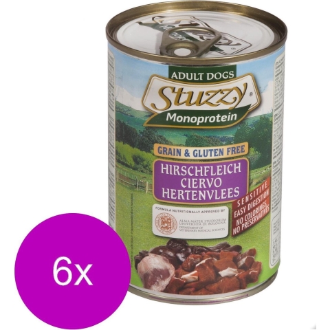 6x Stuzzy Hondenvoer MonoProtein Hertenvlees 400 gr