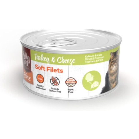 12x HobbyFirst Feline Blik Zachte Filets Kalkoen&Kaas 70 gr
