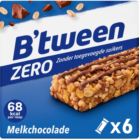 10x Hero B'tween Mueslireep Zero Melkchocolade 6x20gr