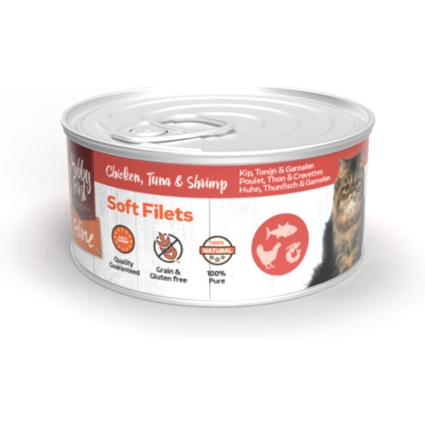 12x HobbyFirst Feline Blik Zachte Filets Kip&Tonijn&Garnalen 70 gr