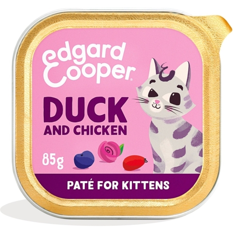 16x Edgard&Cooper Kattenvoer Kitten Pate Eend - Kip 85 gr