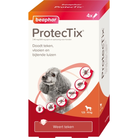 Beaphar ProtecTix Hond Anti Vlo&Teek 1,5-4 kg 4 pipetten